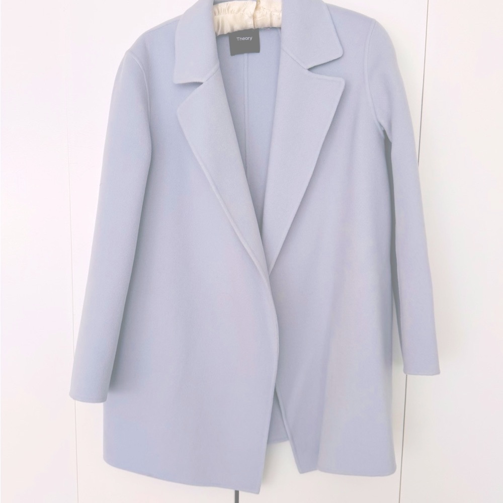 Theory Women's Light Grayish/ blue recycled wool cashmere jacket